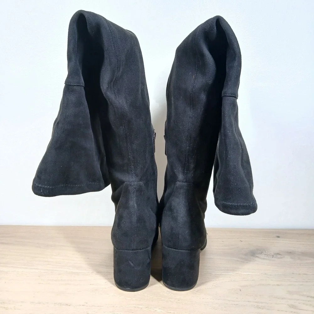 Sam Edelman Over The Knee Boots Women 8.5 Black Leather Block Heel Streetwear